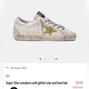 Golden Goose, Size 38, Super Star Sneakers with gold glitter star and silver